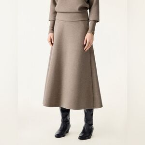 NWT OGL FuzzLuxe Essential Midi A-line Circle Skirt - Heather Beige Size 2XL